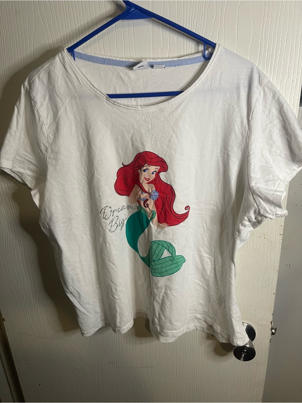 Disney White Short-Sleeve Tee with Red & Green Ariel Graphic